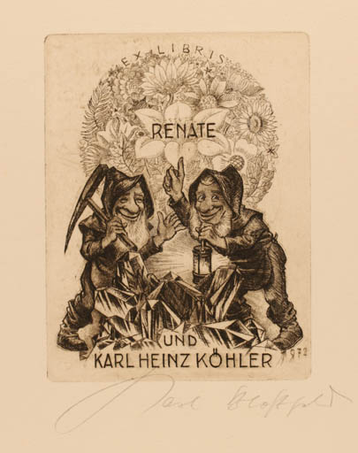 Exlibris by Karl Blossfeld from Germany for Renate und Karl Heinz Köhler - Fairytale/fable 