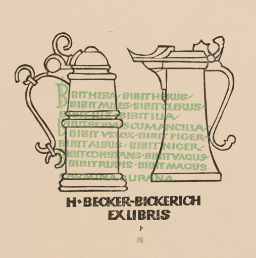 Exlibris by Ottmar Premstaller from Russia for Helga  Becker-Bickerich - 