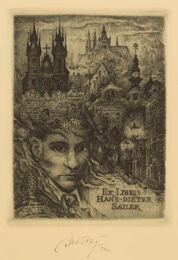 Exlibris by Bohumil Kratky from Czech Republic for Hans-Dieter Sailer - City Portrait 