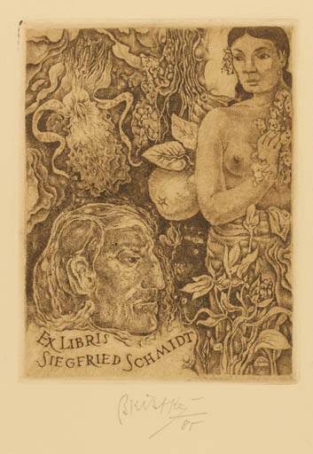 Exlibris by Bohumil Kratky from Czech Republic for Siegfried Schmidt - Art Woman Man 