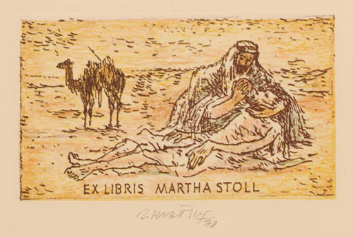 Exlibris by Bohumil Kratky from Czech Republic for Martha Stoll - 