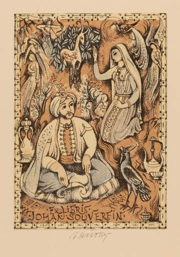 Exlibris by Bohumil Kratky from Czech Republic for Johan Souverein - Oriental 