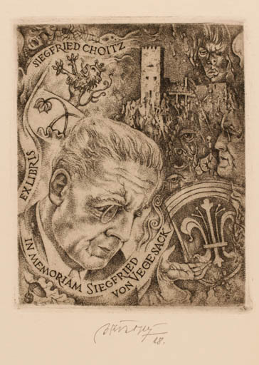 Exlibris by Bohumil Kratky from Czech Republic for Siegfried Choitz - Portrait 