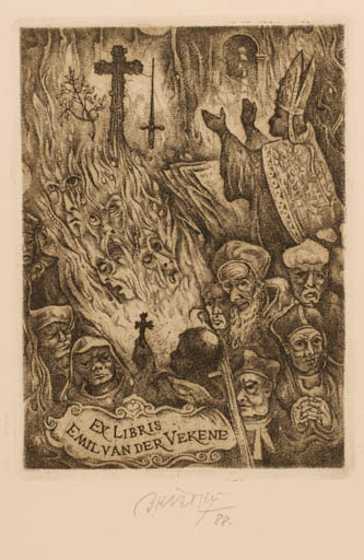 Exlibris by Bohumil Kratky from Czech Republic for Emil van der Vekene - Religion 