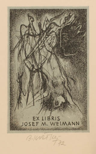 Exlibris by Bohumil Kratky from Czech Republic for Josef M Weimann - 