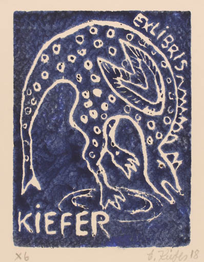 Exlibris by Elisabeth Kiefer from Denmark for Elisabeth Kiefer - Bird 