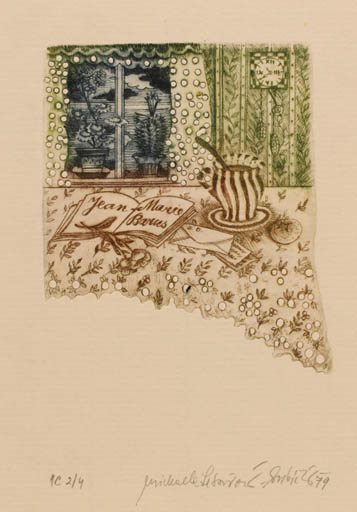 Exlibris by Michaela Lesarova-Roubickova from Czech Republic for Jean Marie Barens - Book Flora Interior 