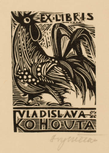 Exlibris by Stanislav Vymetal from Czech Republic for Vladislav Kohout - Fauna Bird 