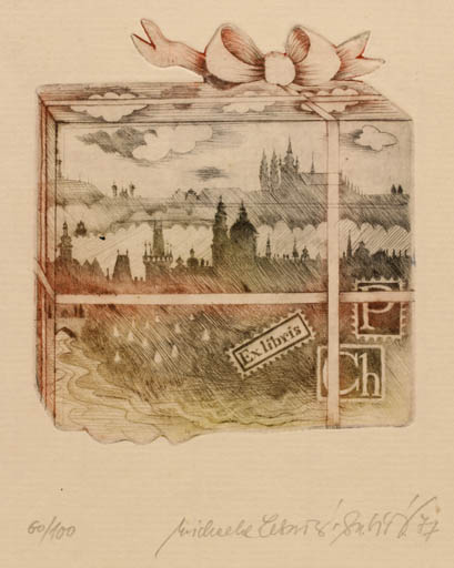 Exlibris by Michaela Lesarova-Roubickova from Czech Republic for P Ch - Castle/Palace City Church 