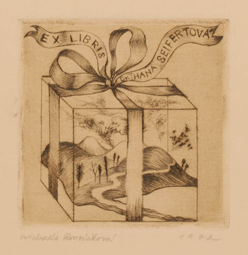 Exlibris by Michaela Lesarova-Roubickova from Czech Republic for Dr. Hana Seifertova - Surrealism 