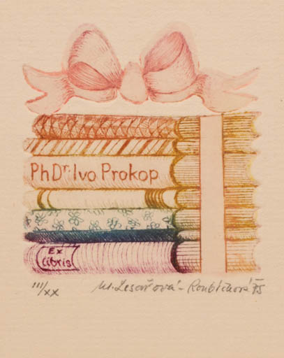 Exlibris by Michaela Lesarova-Roubickova from Czech Republic for Dr. Ivo Prokop - Book 