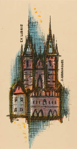 Exlibris by Karel Vysosil from Czech Republic for J. Hrachovek - Castle/Palace 