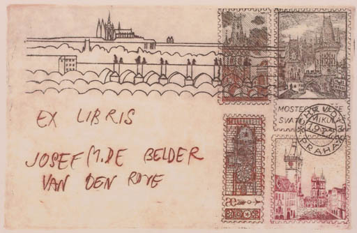 Exlibris by Michaela Lesarova-Roubickova from Czech Republic for Josef De Belder - Castle/Palace City Church 