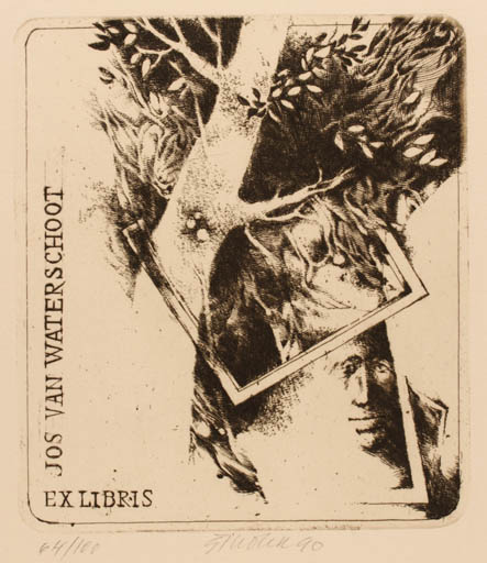 Exlibris by Jiri Sindler from Czech Republic for Jos van Waterschoot - Surrealism 