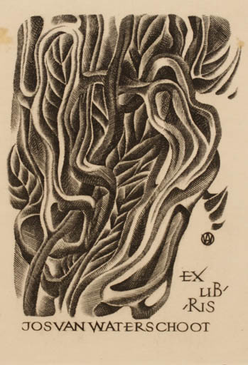 Exlibris by Wojciech Jakubowski from Poland for Jos van Waterschoot - Abstract Flora 