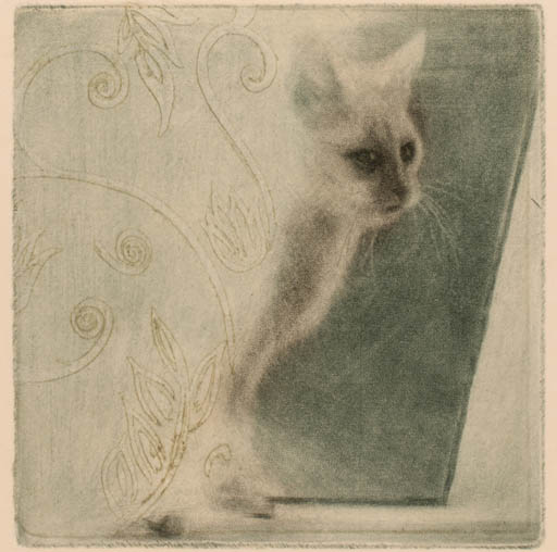 Exlibris by Jenny Wu from China for Agaath Van Waterschoot - Cat Ornament 