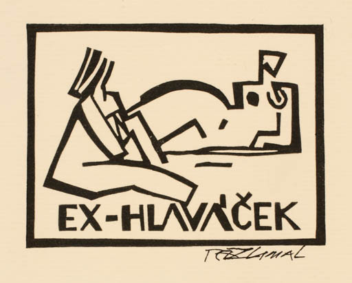 Exlibris by Petr Zlamal from Czech Republic for Ladislav Hlavácek - Abstract Couple 