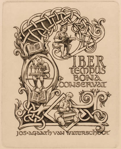 Exlibris by Frank-Ivo van Damme from Unknown for ? Agaath & Jos Van Waterschoot - Working Book Technology Text/Writing Printing technique 