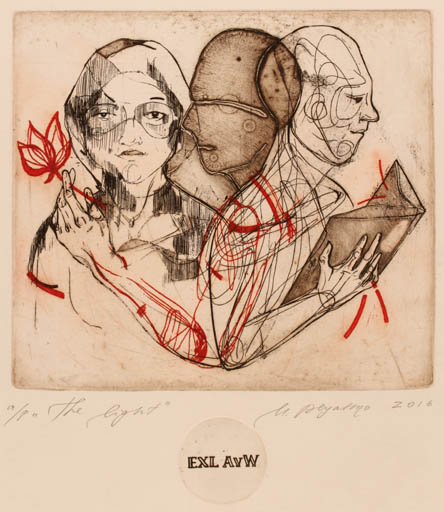 Exlibris by Marie Plyatsko from Ukraine for Agaath Van Waterschoot - Book Woman Man 