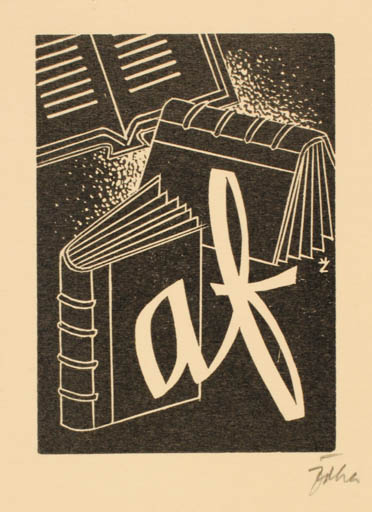 Exlibris by Jar. E. Zoha from Czech Republic for ? A. F. - Book Monogram 