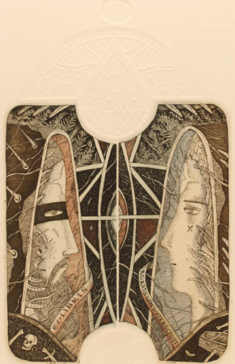 Exlibris by Yuri Liukshin from Russia for Agaath Van Waterschoot - Death Woman Man Couple 