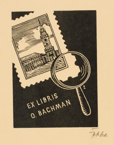 Exlibris by Jar. E. Zoha from Czech Republic for Oldrich Bachman - Hobby Church 