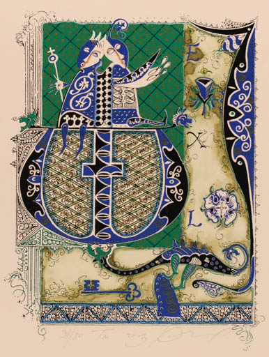 Exlibris by Jurij Jakovenko from Belorussia for Jos van Waterschoot - Fable Animal Woman Man Ornament Couple Regent/royalty 