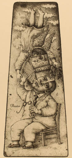 Exlibris by Oleksey Federenko from Ukraine for Jos van Waterschoot - Book Angel Woman Man Couple 