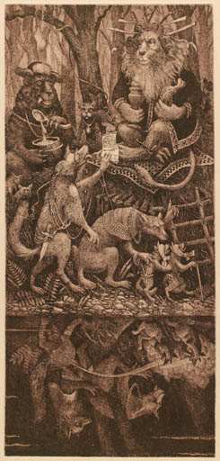 Exlibris by Nikolay Batakov from Russia for Jos van Waterschoot - Fauna Text/Writing Tree 