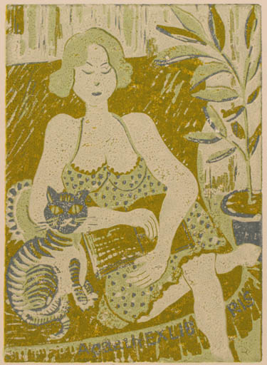 Exlibris by ? Jiang Cai Xia from China for Agaath Van Waterschoot - Book Flora Cat 