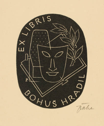 Exlibris by Jar. E. Zoha from Czech Republic for Bohus Hradil - Book Flora Theater/Cirkus 