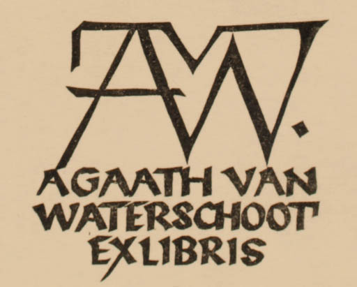 Exlibris by Ottmar Premstaller from Austria for Agaath Van Waterschoot - Text/Writing 