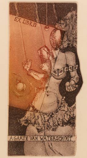 Exlibris by Leen Jakobs from Unknown for Agaath Van Waterschoot - Fruit Woman Nude 