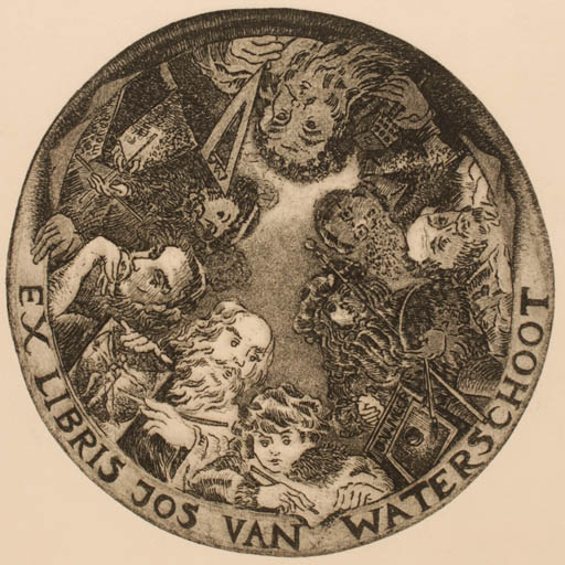 Exlibris by M. Jepkes from Netherland for Jos van Waterschoot - Child Group Man 