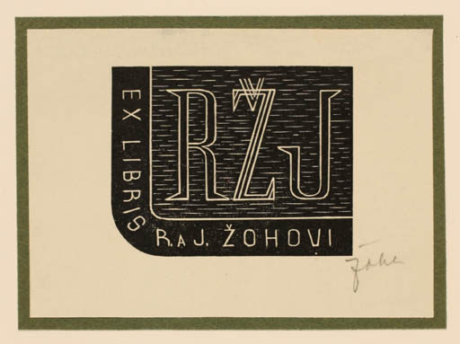 Exlibris by Jar. E. Zoha from Czech Republic for R. a J. Zohovi - Monogram Text/Writing 