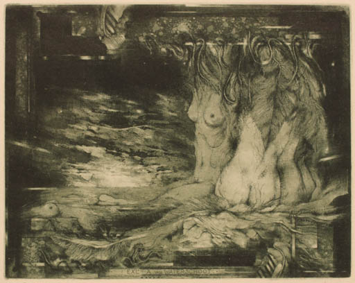 Exlibris by Zdenek Bugan from Slovak Republic for Agaath Van Waterschoot - Group Woman Nude 