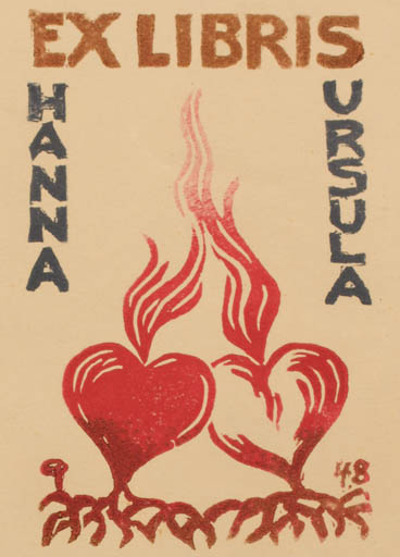 Exlibris by Edmund Peter from Denmark for ? Hanna + Ursula - 