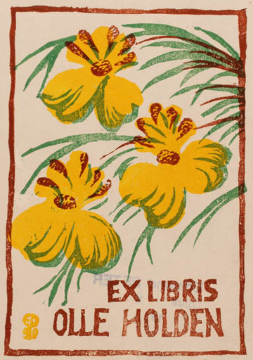 Exlibris by Edmund Peter from Denmark for Olle Holden - Flower Flora 