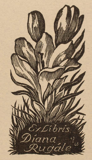 Exlibris by Edmund Peter from Denmark for Diana Rugále - Flower Flora 