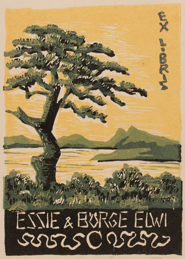 Exlibris by Edmund Peter from Denmark for Essie & Börge Elwi - Scenery/Landscape Tree 