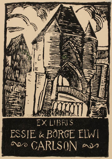 Exlibris by Edmund Peter from Denmark for Essie & Börge Elwi - City 