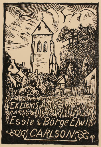 Exlibris by Edmund Peter from Denmark for Essie & Börge Elwi - City Church 