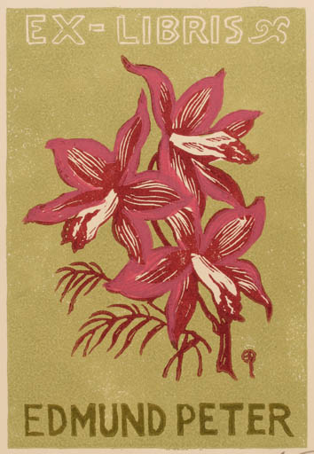 Exlibris by Edmund Peter from Denmark for ? Ipse - Flower Flora 