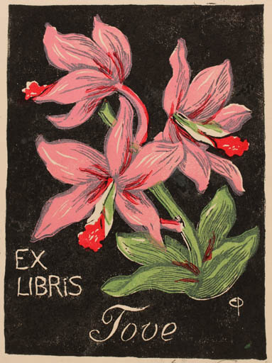 Exlibris by Edmund Peter from Denmark for Tove Hornhaver - Flower 