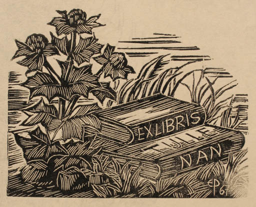 Exlibris by Edmund Peter from Denmark for ? Nan - Flower Book Flora 