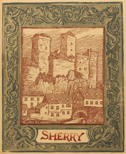 Exlibris by Edmund Peter from Denmark for ? Sherry - Castle/Palace City 