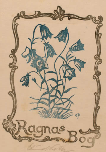 Exlibris by Edmund Peter from Denmark for ? Ragna - Flower Ornament 