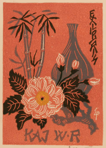 Exlibris by Edmund Peter from Denmark for Kaj Welsch Riis - Flower Flora Oriental 