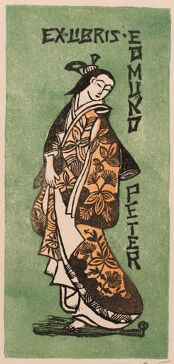 Exlibris by Edmund Peter from Denmark for ? Ipse - Woman Oriental 