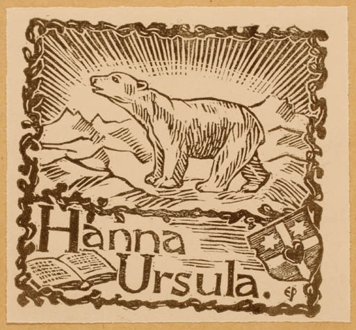 Exlibris by Edmund Peter from Denmark for Hanna Ursula - Book Fauna Heraldry 